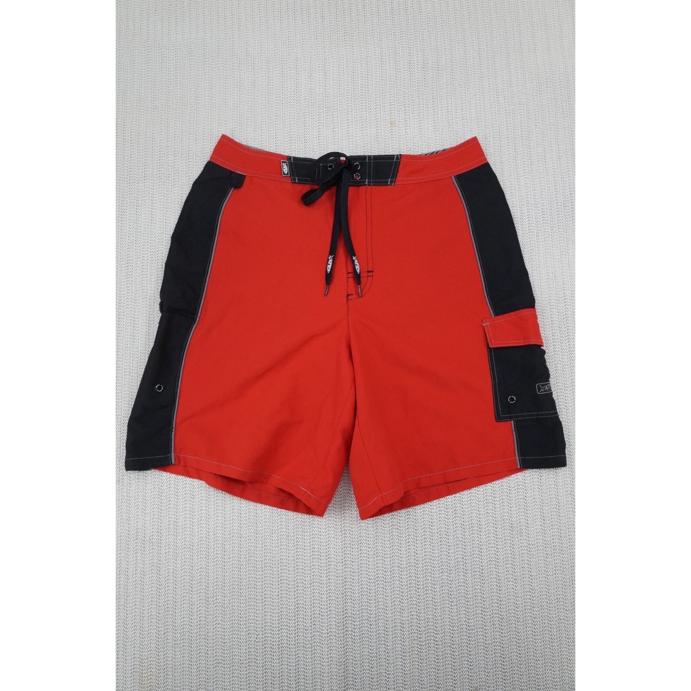 AFTCO Board Shorts Mens 30 x 8" Inseam Red Black Fishing Beach Spearfishing